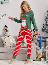 Christmas will be here before you know it so it is time to start thinking about all the little details that will make your holiday. Christmas And Stripe Print Pyjama Set Shein Uk