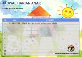 Contoh tabel jadwal kegiatan sehari hari. Download Contoh Jadwal Kegiatan Harian Anak Terbaru Penulis Cilik