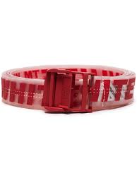 Off White Red Industrial Logo Rubber Belt Farfetch Com
