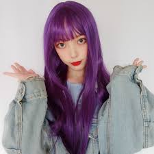 Contents long straight blue and purple hair with pink highlights pastel multicolored ombre on straight hair Wig Female Purple Long Straight Hair Lolita Cute Wig Cosplay Purple Wig Shopee Malaysia