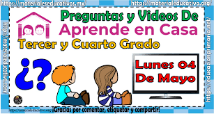 Tarea de ciencias naturales 4 grado. Preguntas Y Videos Para Tercer Y Cuarto Grado De Primaria Del Programa Aprende En Casa Por Tv Del Lunes 04 De Mayo Material Educativo