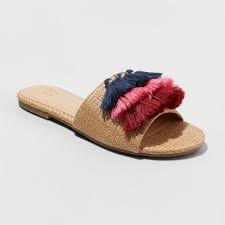 Women S Ayana Raffia Tassle Slide Sandals A New Day 153 Tassel Sandals Ankle Strap Heels Ankle Strap Sandals