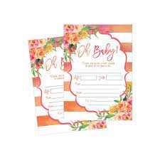 50 Fill In Cute Baby Shower Invitations Baby Shower Invitations Floral Pink And Gold Neutral Blank Baby Shower Invites For Girl Baby Invitation Cards Printable Walmart Com