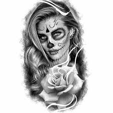 Catrinaa Skull Girl Tattoo Aztec Tattoo Black And Grey Tattoos