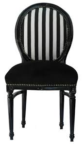 Oscar striped dining arm chair; Casa Padrino Baroque Round Dining Room Chair Black White Stripes Black