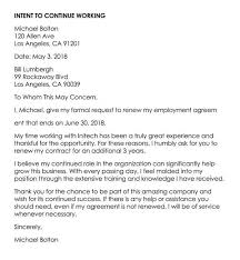 Sample return to work letter from employer to employee. Continue Working Letter Of Intent Examples How To Write Free Templates