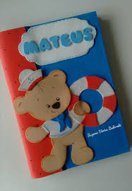 Capa De Caderno Em Eva Infantil Masculino Urso Marinheiro Ursinho Marinheiro Em Eva Cadernos Decorados Capa De Caderno