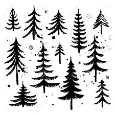 Set Of Hand Drawn Christmas Tree Fir Tree Silhouettes Vector Royalty Free Cliparts Vectors And Stock Illustration Image 85708624