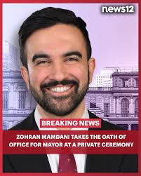 IT'S OFFICIAL: Zohran Mamdani takes the oath of office for mayor at a  private ceremony just after midnight. A public swearing-in is planned later  today. News 12 will have live coverage at