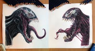 Venom Carnage Color Pencil Drawing Color Pencil Drawing Pencil Drawings Art