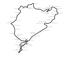 Officially called adac 24h rennen nürburgring in german ('adac 24 hour race nürburgring'), it was introduced in 1970 by the adac as an official race, vague unlike the earlier endurance contests that covered 12, 24 (in 1961 and 1967), 36, 84 and even 96 hours, like the marathon de la route. File Circuit Nurburgring 2002 24h Svg Wikimedia Commons