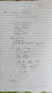 Lim x→0 1 −cosx x2 = 1 2. Evaluate Limit X Gt 0 X Tan X 1 Cos 2x Brainly In