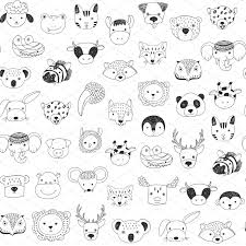 Animal Faces In Trendy Glasses Animal Doodles Art Drawings Simple Illustration