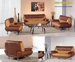 Leather Light Dark Brown Living Room Sofa Set Visual Ly