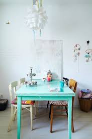 Kitchen Rustic Dining Room Interior Turquoise Table