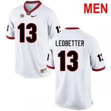 Mens 13 Jonathan Ledbetter Georgia Bulldogs White Ncaa Football Jersey