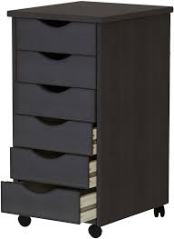 Amazonsmile Adeptus 6 Drawer Roll Cart Solid Wood Black Kitchen Dining In 2020 Rolling Cart Drawers Solid Wood