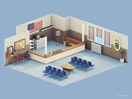 Low Poly Police Department Room 3d Retro Low Poly Police Department Office Low Poly Art
