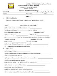 Weather (water cycle, clouds, and severe weather); Science Worksheet 8 Planets Natural Satellite