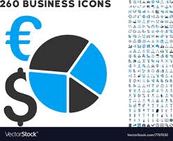 financial pie chart icon with flat set