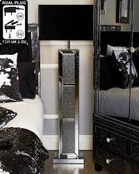 Table lamp made of murano glass with polished spheres and fabric lampshades. Smoked Diamante Crystal Bricks Mirrored Brick Floor Lamp With 22 Inch Black Shade