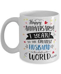 First anniversary gift, one year anniversary, 1 year anniversary gift for boyfriend, for couple, for him, for her, 1 year anniversary, 1st. 1st Wedding Anniversary Gifts For Him Greatest Husband Mug 1 One Year Married First Year Anniversary Cup Romantic Birthday Valentine Gift Men 11oz Buy Online In Brunei At Brunei Desertcart Com Productid 69332613