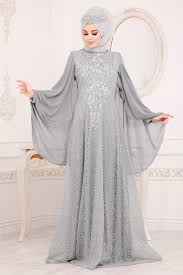 Tesetturlu Abiye Elbise Pelerinli Gri Tesettur Abiye Elbise 3287gr Moda Stilleri Elbise Musluman Modasi
