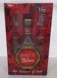 Empty Barton Box Set Amaretto Di Amore 750 Ml Bottle 2 Cordial Glasses Man Cave