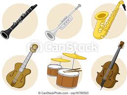 Instrument concept line drawn by hand. Jazz Instruments Six Jazz Music Instruments Cartoon Illustration Canstock
