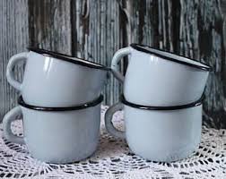 Vintage Enamelware Del Camping Taza Antigua Cafe Esmalte Taza Te Rustico Copa Copa De Metal Azul Esmalte Azul Taza Vajill Ceramic Tea Set Enamelware Coffee Set