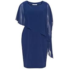 Gina Bacconi Dark Blue Plus Size Asymmetric Sleeve Cocktail Dress 265 Liked On Polyvore Featuring Dr Ropa Coleccion De Alta Costura Alta Costura