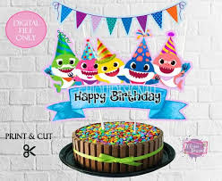 Shark Birthday Baby Shark Cake Topper Baby Shark Birthday Cake Topper Will Be A Perfect For Your Childs Party This Listing Is For A Dig Shark Birthday Cakes Shark Theme Birthday Shark Birthday