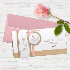 Einladungskarten hochzeit selber machen ledeclairage nachhaltige hochzeitseinladungen selber machen so gehts schöne einladungskarten zur hochzeit selbst basteln auf. Hochzeitseinladung 758 In Rosa Mit Kraftpapier Optik Inkl Banderole Bandeli Und Anhanger Hochzeitseinladung Karte Hochzeit Einladungen