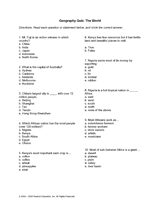 Seasoned blogger read full profile you know as well as anyone else that not every method for studying works the same for everyone. Geography Quiz The World Printable Grades 5 8 Teachervision