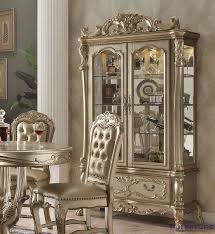 Formal Dining Room Sets With China Cabinet Best Of Acme Furniture Dresden Gold Patina Storage Curio With Desain Interior Interior Mebel