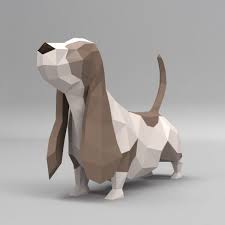 Make Your Own Low Poly Basset Hound Dog By Cgpapershop Paper Animals Dog Crafts Basset Hound Dog