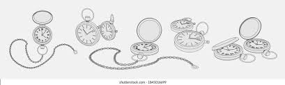 Set with realistic 3d models of gold, chrome and silver pocket watches. Coloring Page Set Realistic 3d Models Stock Vector Royalty Free 1845016699