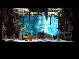 Diy Underwater Cavern Aquarium With 3d Background Youtube Aquarium Backgrounds Diy Fish Tank Fish Tank