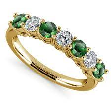 Emerald and diamond eternity ring 0.56ct in 9k white gold. Seven Stone Diamond And Emerald Ring In Yellow Gold