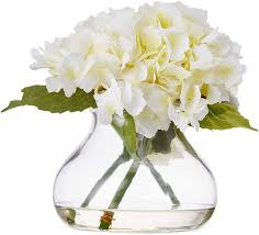 13 remended faux hydrangea arrangement in clear gl vase decorative ideas. Amazon Com Nearly Natural 1356 Cr Blooming Hydrangea With Vase Cream Home Kitchen