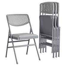 cosco gray fabric padded seat folding chair set of 4 60865gry4e the home depot folding chair cosco wood closet systems