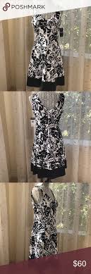 Chaps Cotton V Neck Black On White Floral Dress 8 White Floral Dress Printed Cotton Dress Dresses