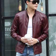 Plus Size M 5xl Spring And Autumn Leather Jacket Men Slim Short Design Stand Collar Black And Wi Spring Leather Jacket Leather Jacket Men Collar Leather Jacket