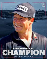 A six-shot Sunday comeback for Viktor Hovland! 🏆 The 24-year-old Norwegian  wins the Hero World Challenge.