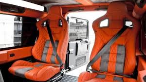 Custom Orange Grey Interior Land Rover Defender 90 Leather Interior Including Front Gtb Sports Seat Land Rover Defender Interior Land Rover Land Rover Defender