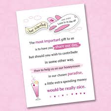 25 X Wedding Honeymoon Poem Cards For Your Invitations Ask For Money Cash Gift Money Poem Wedding Gift Money Wedding Poems For Money