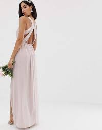 Tfnc Bridesmaid Exclusive Pleated Maxi Dress With Back Detail In Taupe Exclusive Pleated Tfnc Dresses Pleated Maxi Dress Pleated Maxi