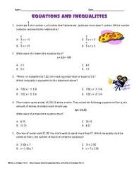 This Two Page Worksheet Will Assess Student Understanding Of Writing And Solving Simple Equations And Inequalities Th Teaching Math Math Lessons Maths Algebra