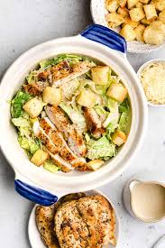 This chicken caesar salad is a green salad of lettuce, chicken, and croutons dressed in olive oil, butter, caesar salad dressing, . Healthy Chicken Caesar Salad Erin Lives Whole