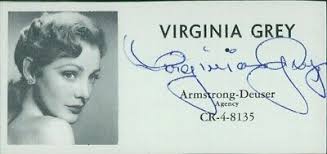 Virginia Grey Actress Signed 2x4 Directory Cut JSA Authenticated